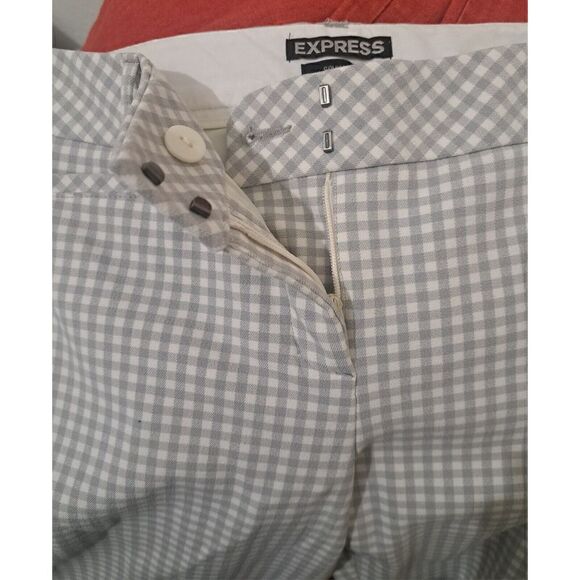 Express Womens Size 4 Columnist Trouser Pants Stretch Gray White Gingham Plaid - Picture 5 of 7